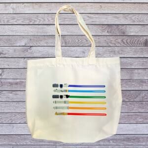 Pride Rainbow Light Saber Tote Bag, Reusable Bag, Shopping Bag